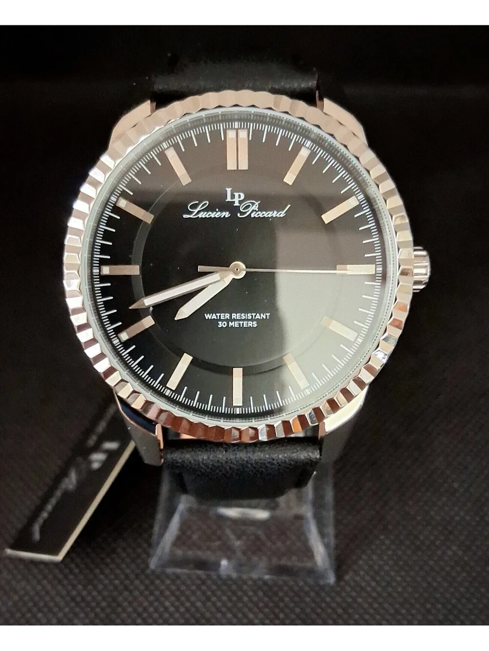 Brand‎ New Lucien Piccard LP-28025 Black Leather Men's Watch